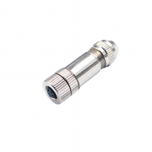 Assembly Connector, A Code - M8 3pins A code female straight metal assembly connector, shielded